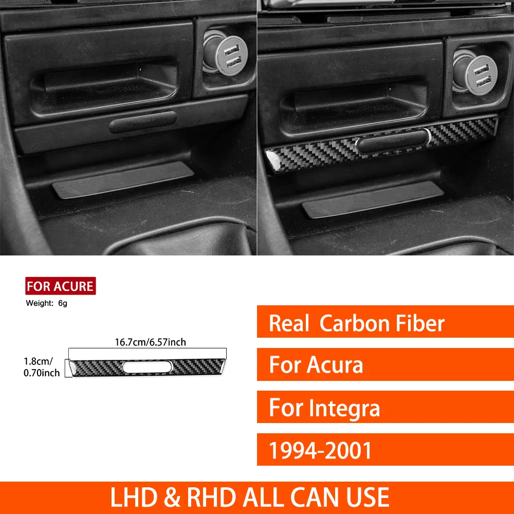 For Acura Integra 1994-2001 Real Carbon Fiber Stickers Central Control Cup Holder Panel Car Accessories Interior decorative