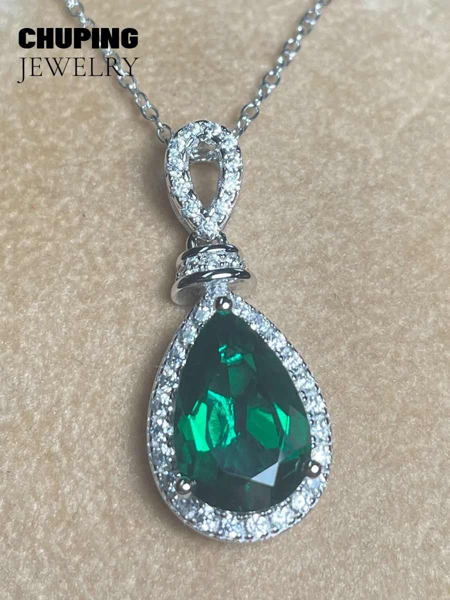 

ChuPing Fine Jewelry Lab Grown Emarald, Ruby & Sapphire S925 грушевидной огранки 8*12 мм ожерелье для женщин классический подарок на день Святого Валентина