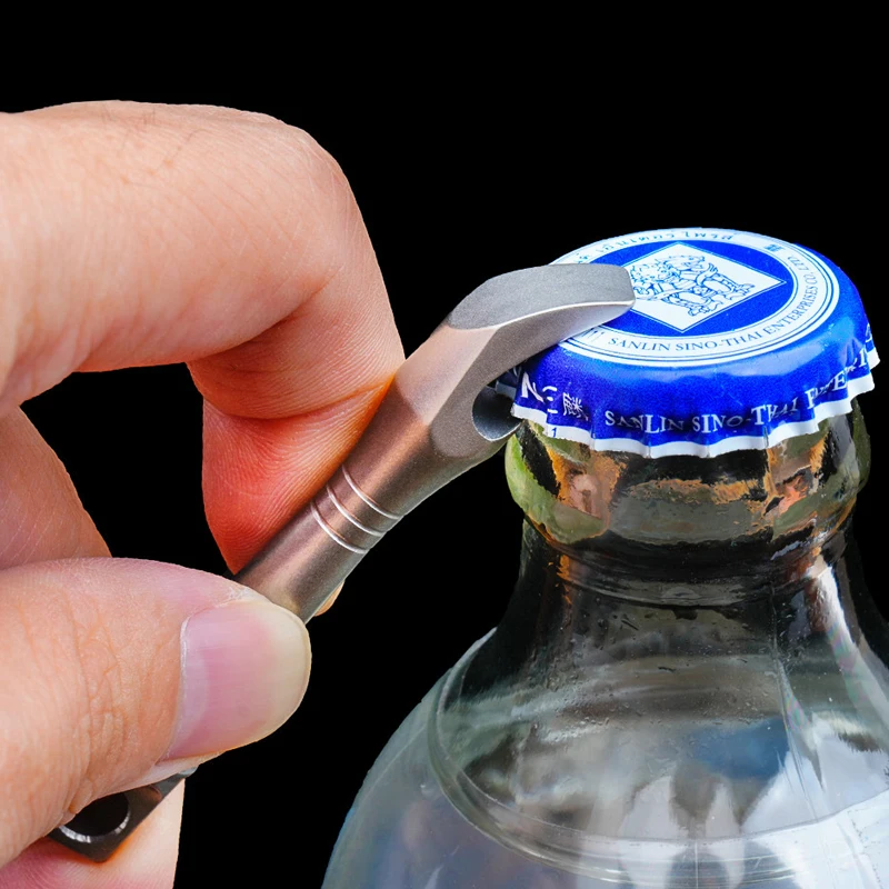 Outdoor Portable EDC Multifunctional Titanium Alloy Mini Pry Bar Keychain Bottle Opener Tool