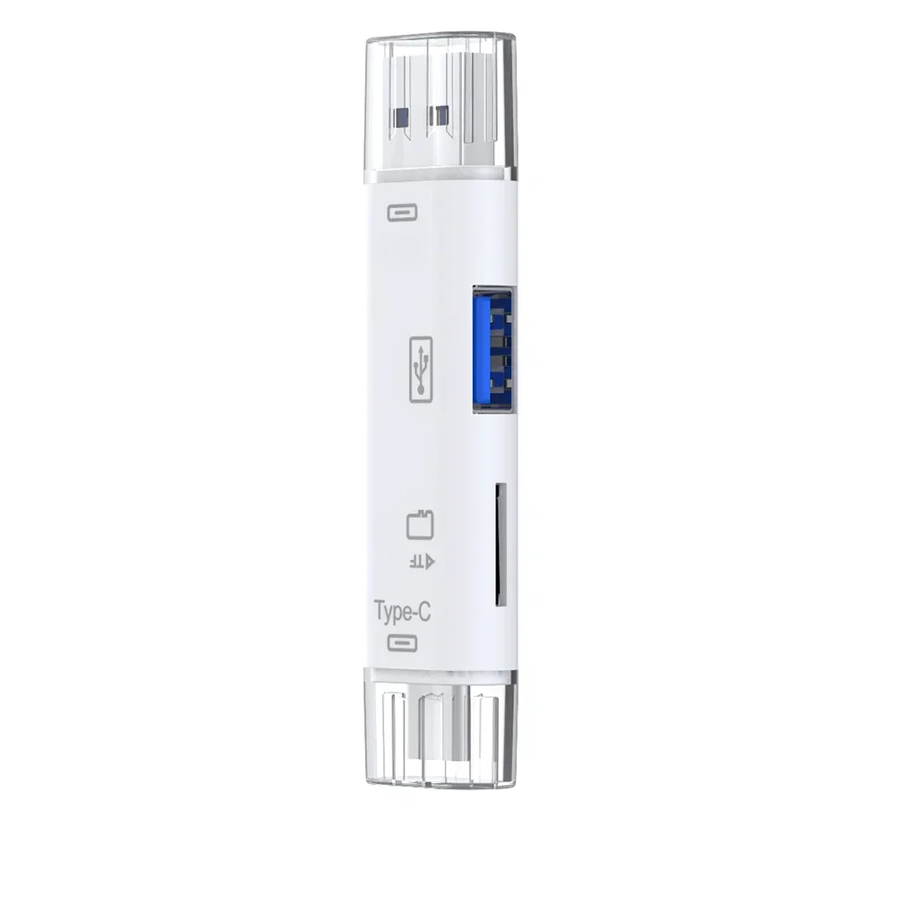 Lettore di schede OTG 5 in 1 Adattatore per lettore di schede di memoria Micro USB TF multi-in-one Adattatore OTG USB tipo C per telefono cellulare