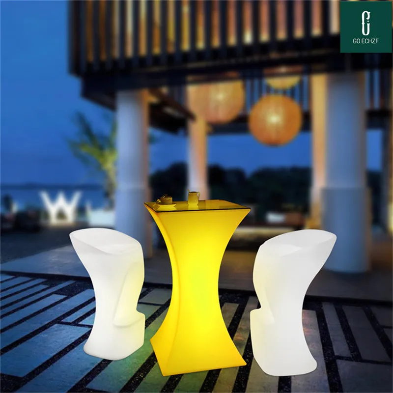 Rechargeable LED Cocktail Table, Waterproof Luminous Bar Chair, Coffee Table, KTV, Disco, Hotel Supplies