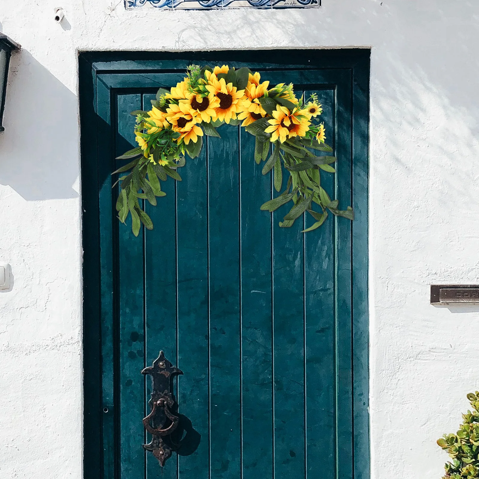 

1pcs Artificial Sunflower Swag For Door Wall Wedding Arch Garden Home Decor Fake Floral Wreath Garland Party Decoration