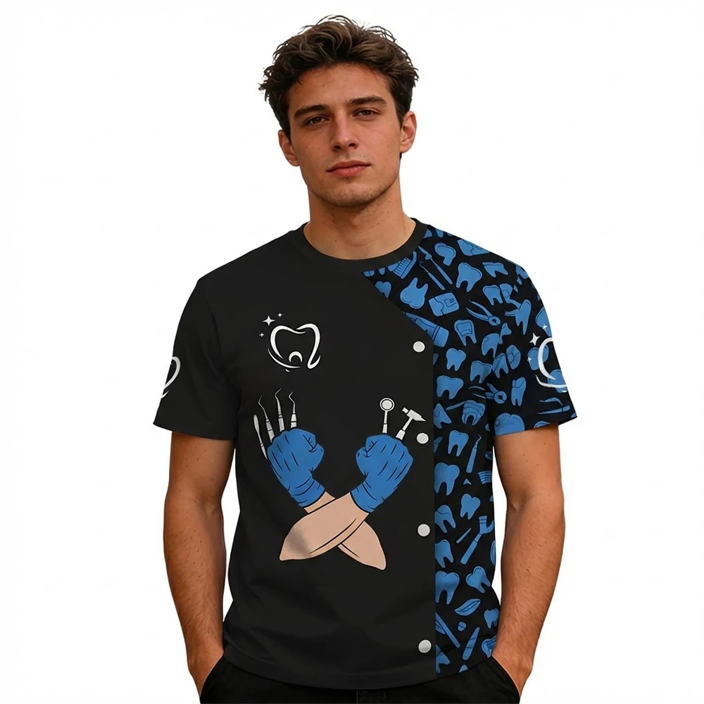 

Cute Tooth GraphicT-shirts Funny Dentist Role-playing Loose Short-sleeved Tops Fashion Harajuku Unisex Casual Crew Neck Tees