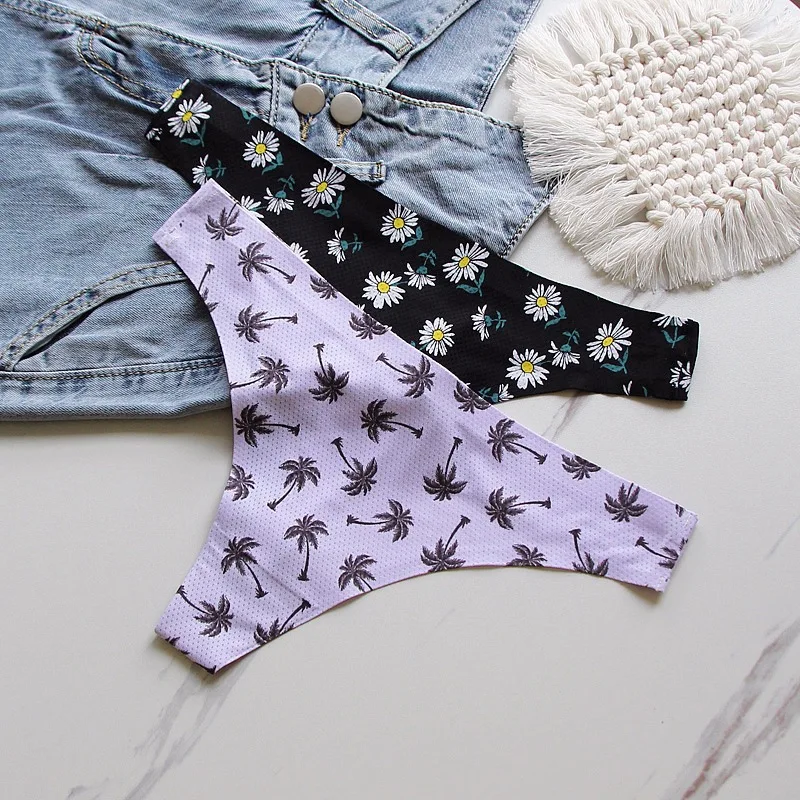 여성용 편안한 비키니 브리프, 멀티 스타일 끈 팬티, 심리스 팬티, 매일 프린트 G-스트링