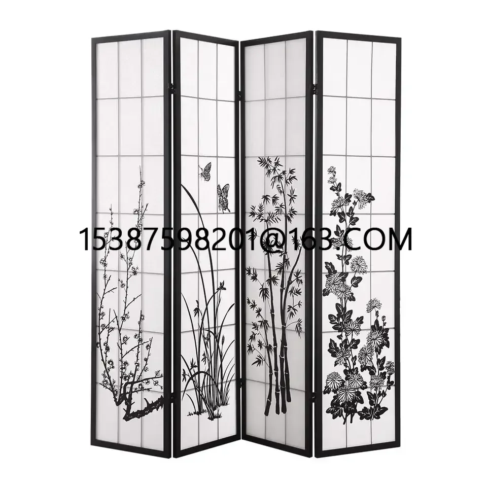 4 PANEL ROOM DIVIDER PRIVACY SCREEN WOOD TIMBER BED WIDER FOLDABLE STAND shoji screen