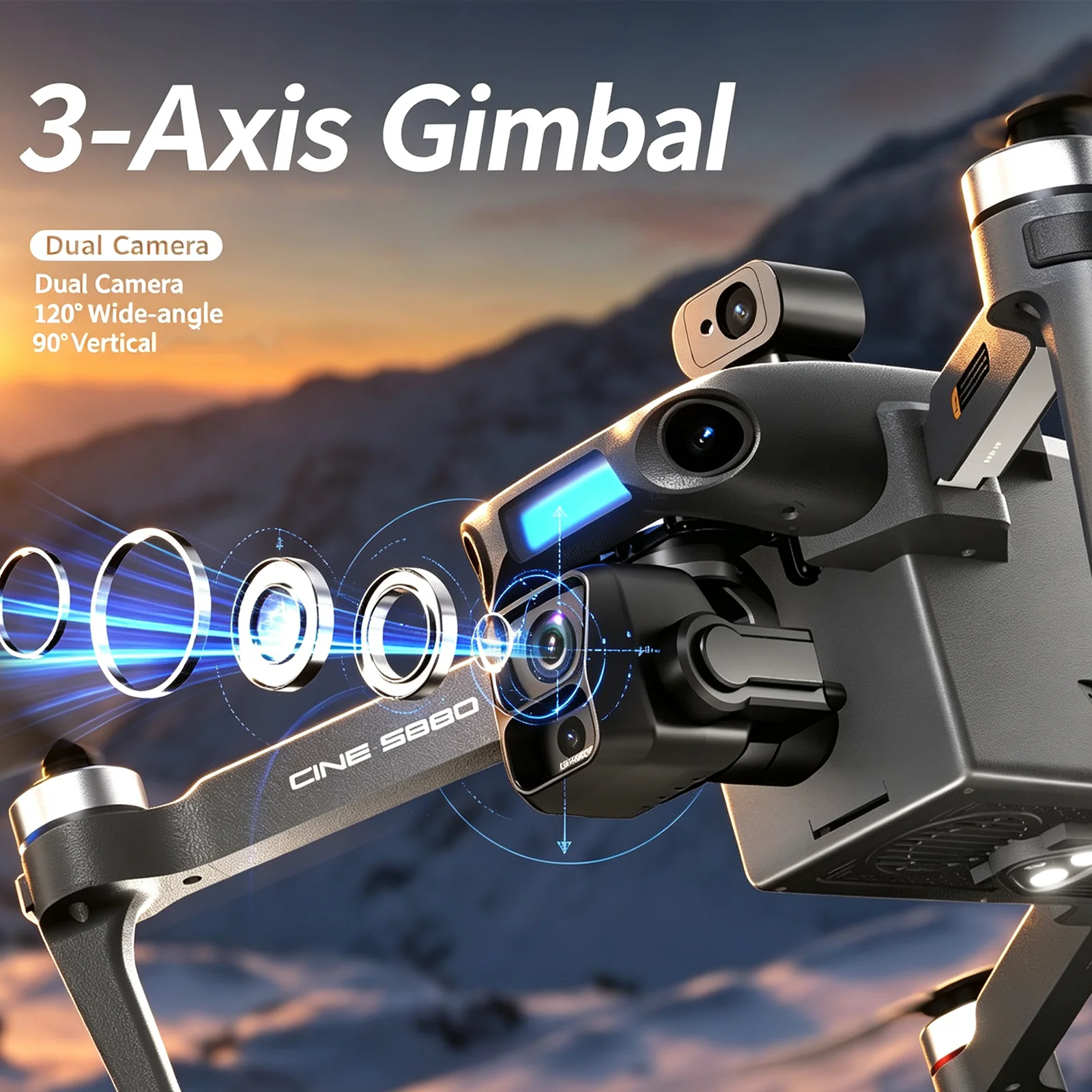 2026 New S880 GPS Drone 8K Professional HD Camera 3-Axis Gimbal Laser Obstacle Avoidance Brushless Motor Dron Folding Quadcopter