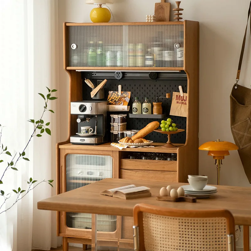 Szafka boczna do jadalni z litego drewna, modna i prosta szafka na herbatę, szafka wysoka do montażu przy ścianie, szafka domowa.