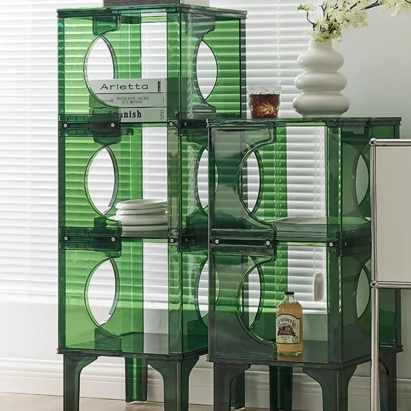 Wind acrylic storage rack, living room transparent locker, cream home display rack