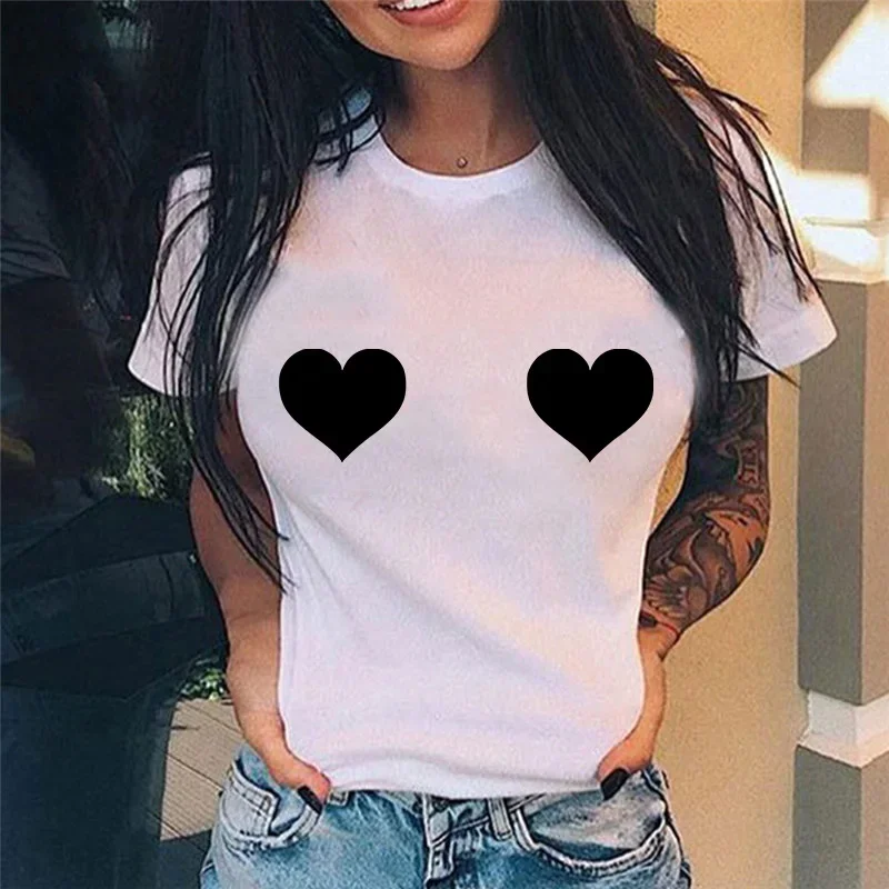 

Fashion New Style Women Tshirt Casual White Round Neck Short Sleeve Simple and versatile Summer Women Tee Tops