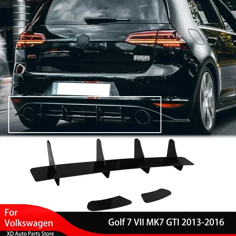 Rear Bumper Fins Diffuser for Volkswagen Golf 7 VII MK7 GTI 2013-2016 Rear Side Splitters Spoiler Lip Rear Blade Spoiler 