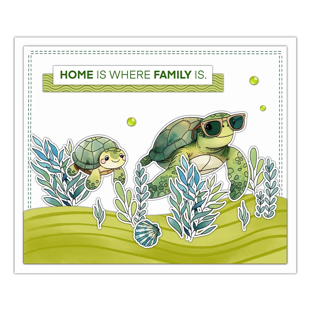 Mangocraft Cute Cartoon Sea Turtles Clear Stamp DIY Scrapbooking Supplies Silicone Stamp For Card Making Albums Crafts Decor