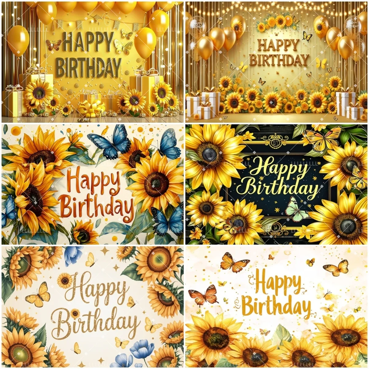 

Sunflower Theme Backdrop Flowers Yellow Decoration Banner Birthday Party Supplies Photography Background Studio Props Kids Gift