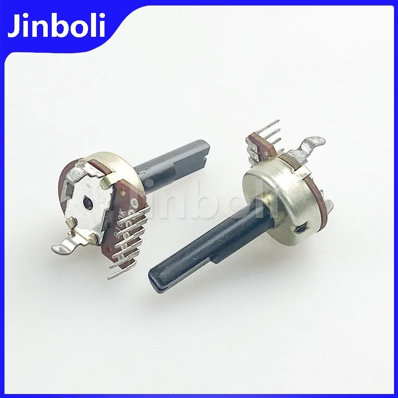 2PCS R161 Single Row 6Pins Dual B100K With Center Positioning Speaker Amplifier Audio Volume Potentiometer D Shaft Length 25mm