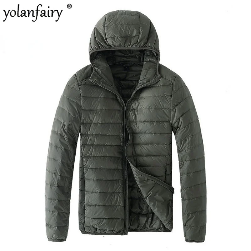 Lightweight Down Cotton Padded Jacket Men Clothing Spring Fall Hooded Coat Male Large Size Casual Winter Wear Men's