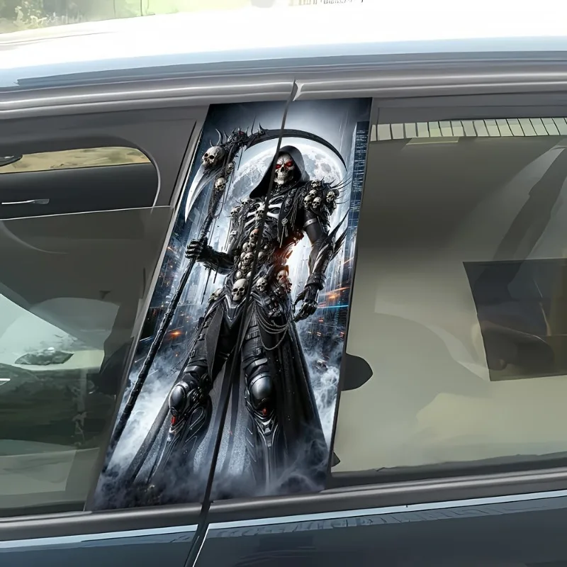 Ghost Fall Demon Car Stickers - 2-Pack, Durable Vinyl B-Pillar Stickers for a Thrilling and Edgy Look