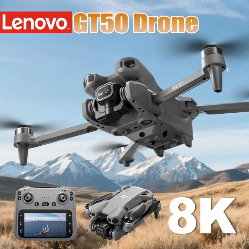 Drone professionnel Lenovo GT50 avec caméra HD 8K, moteur sans balais 5G, photographie aérienne, flux optique et écran, quadricoptère RC
