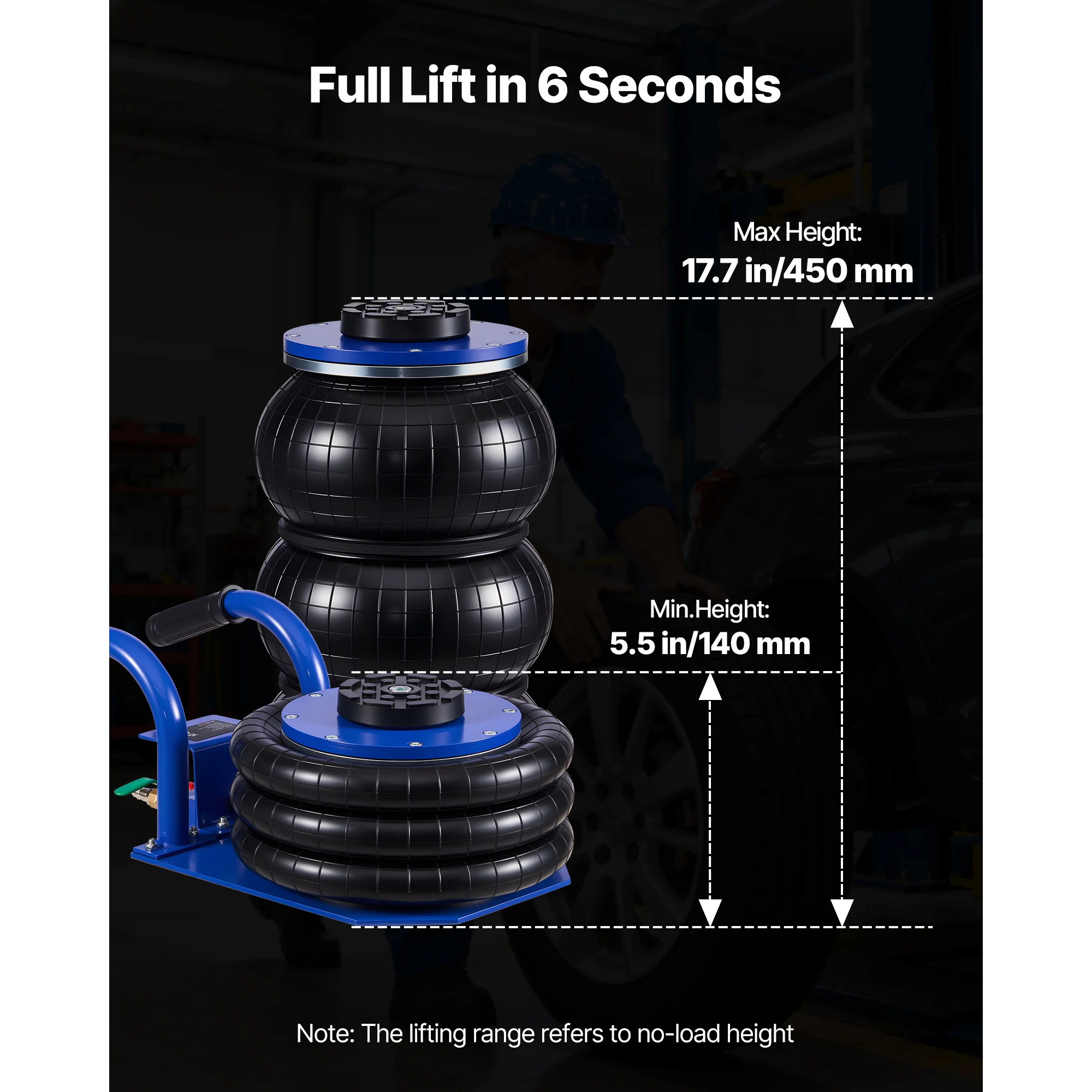 SucceBuy 3T Air Jack Triple Bag Air Jack Airbag with Six Steel Pipes Pneumatic Jack with Short Handles for Car SUV Pickup Truck