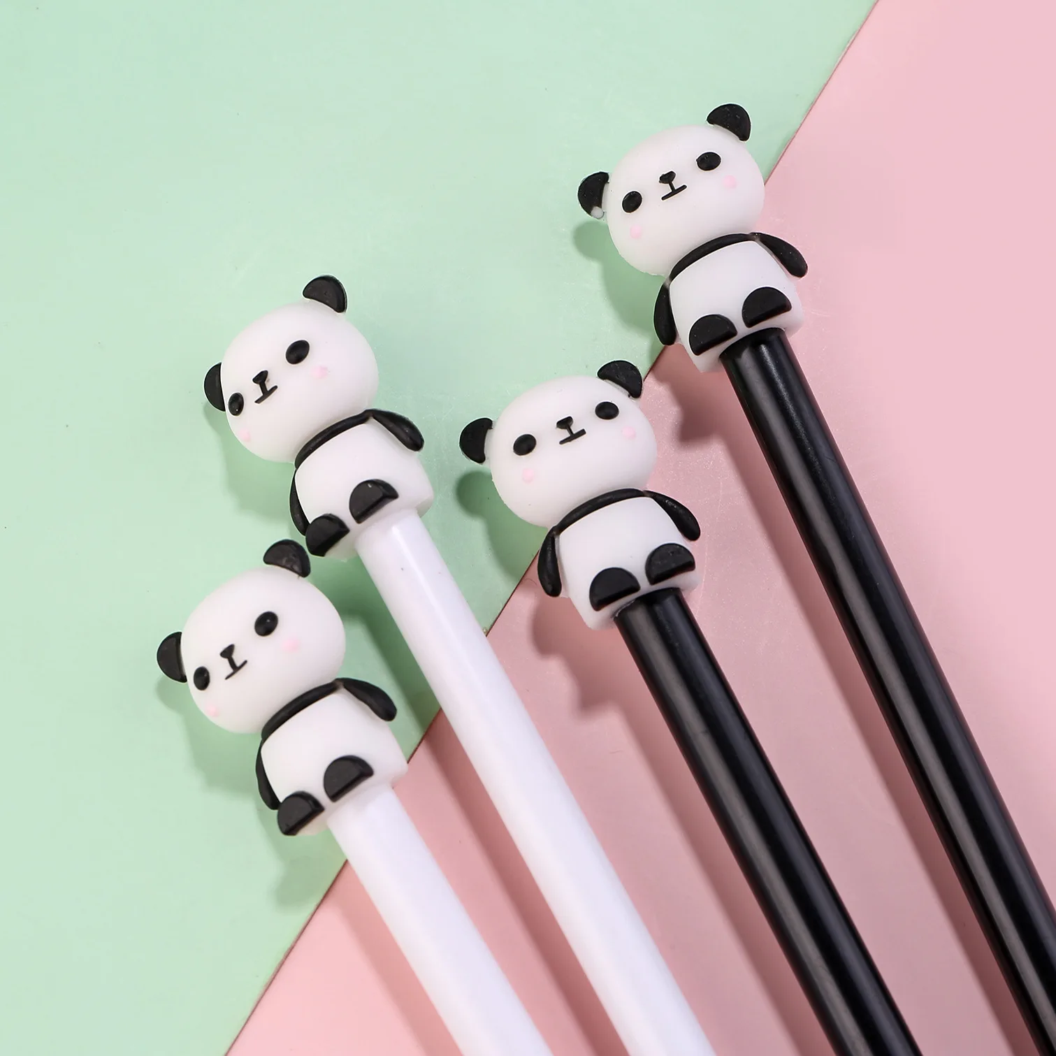 

10 шт./лот Kawaii милые гелевые ручки с рисунком панды 0,5 мм, черная гладкая ручка для письма, школьные канцелярские принадлежности, детские принадлежности
