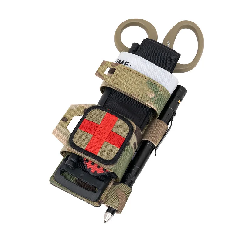 Tactical Molle Tourniquet Pouch Holder Outdoor Medical Shears Pouch EMT Scissors Bag for Tourniquet, EMT Shears, Folding Knife view 3