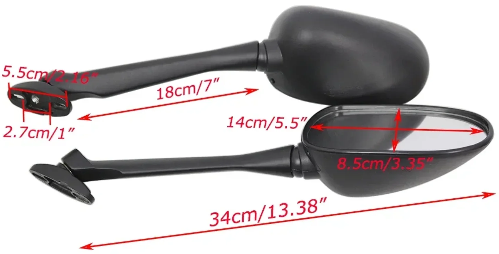 2Pcs Motorcycle Rearview Mirror Side Mirrors Accessories for Honda CBR250 R 2010-2018 Black ABS Plastic Rearview Mirrors