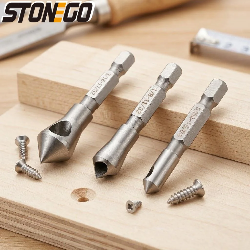 

3PCS 90Degree Countersink Drill Bit Set Deburring Tool Taper Hole Cutter Wood Soft Metal Plastic Chamfering Hand Tools