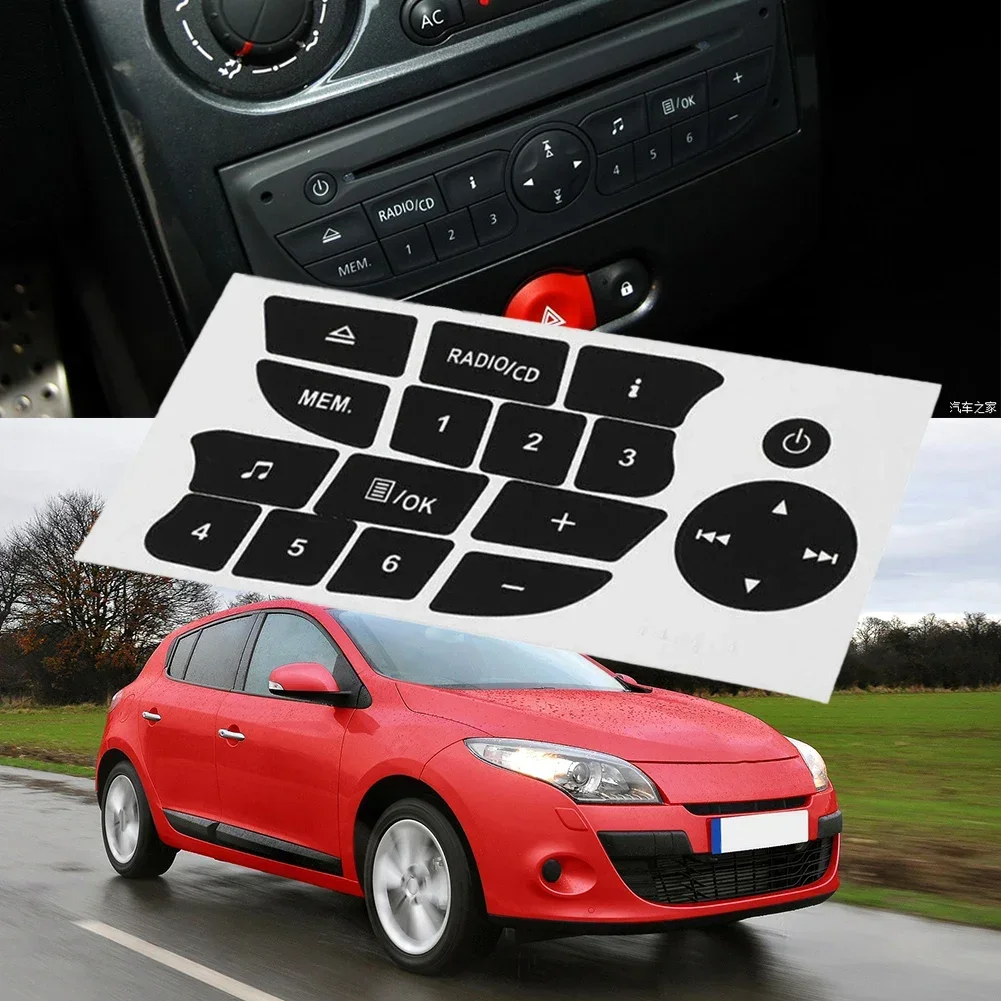 Car Audio Button Repair Decals Sticker For Clio For Megane 2009-2011 Radio Button Repair Sticker Decal Decoration Car