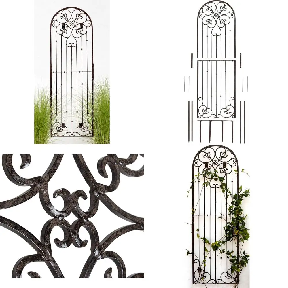 

Металлическая решетка для наружного декора стен для вьющихся растений, садовая панель конфиденциальности с подвесными кронштейнами для роз и лоз