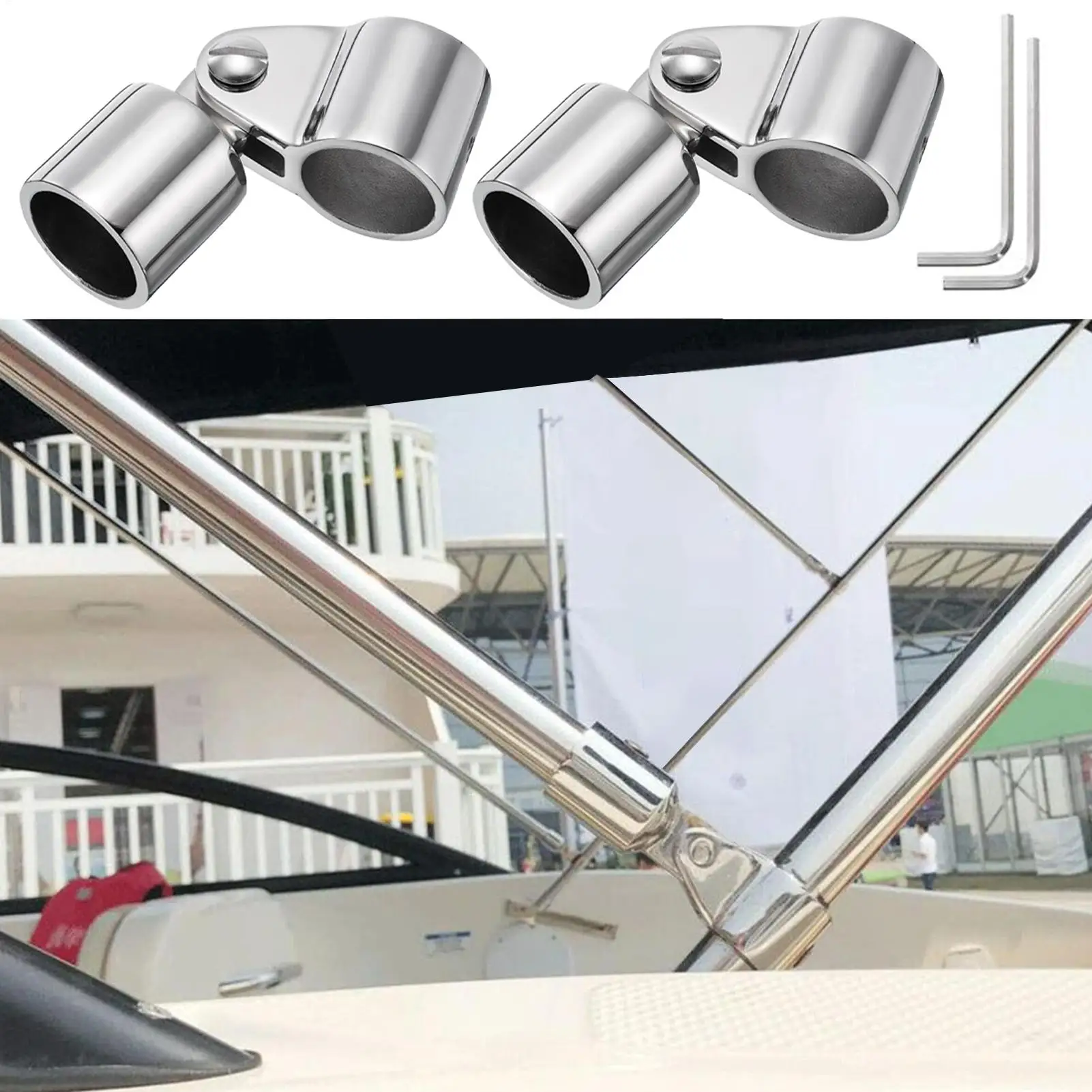 Marine Canopy Parts Hinged Jaw Slide Stainless Steel 2 Pieces Anti-Rust Awning Fixings For Round Tube Deck Fitting Applications