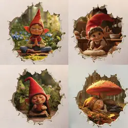 Yoga Gnome Girl Wall Sticker Living Room Wall Edge Home Decoration Mural For Kids Bedroom Wallpaper Wall Hole Decals M997