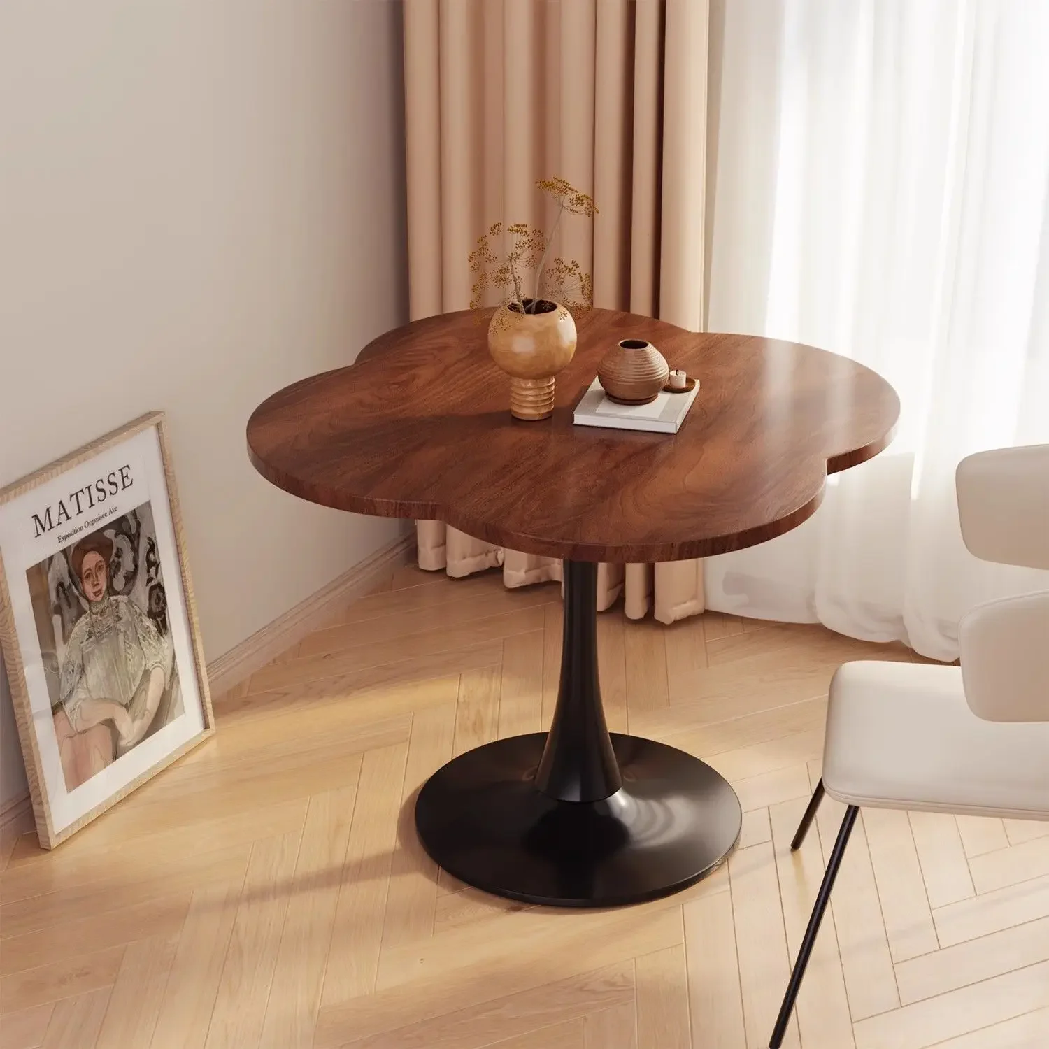 Household medieval style balcony milk tea coffee table tea edge four-leaf grass living room office negotiation table