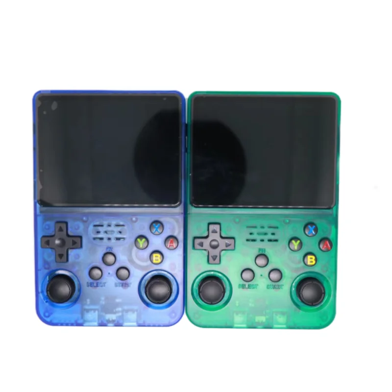 

r36s blue color and R36S green color R36S Retro Handheld Game Console 3.5 Inch IPS Screen Linux System Built-in 128GB and 1.5W+