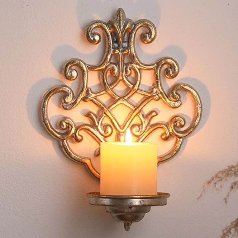

Retro Wall Mounted Candle Stand Holder Luxury Vintage Parties Candlesticks Metal Antiques Design Candle Stand Home Decoration
