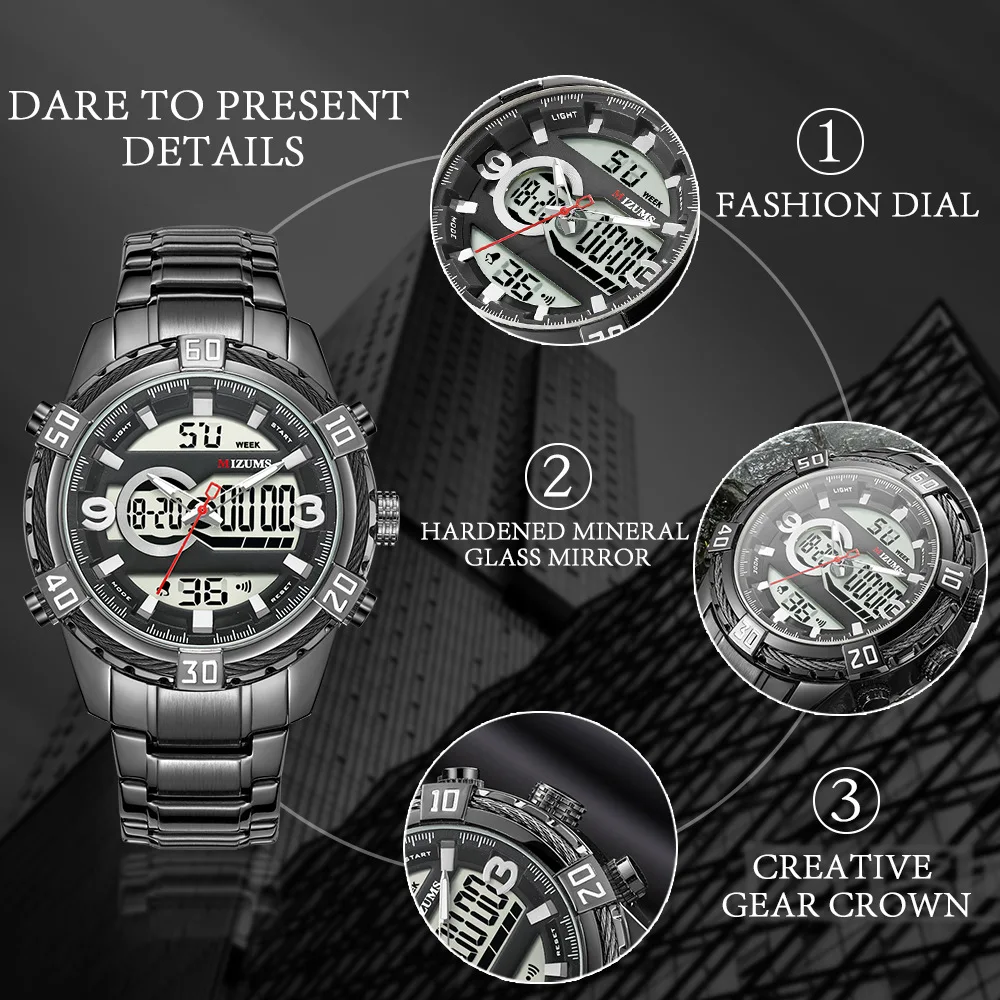 New Sports Watch for Men Top Brand Luxury Steel Band Digital Wristwatches Military Waterproof Watches Clock Relogio Masculino