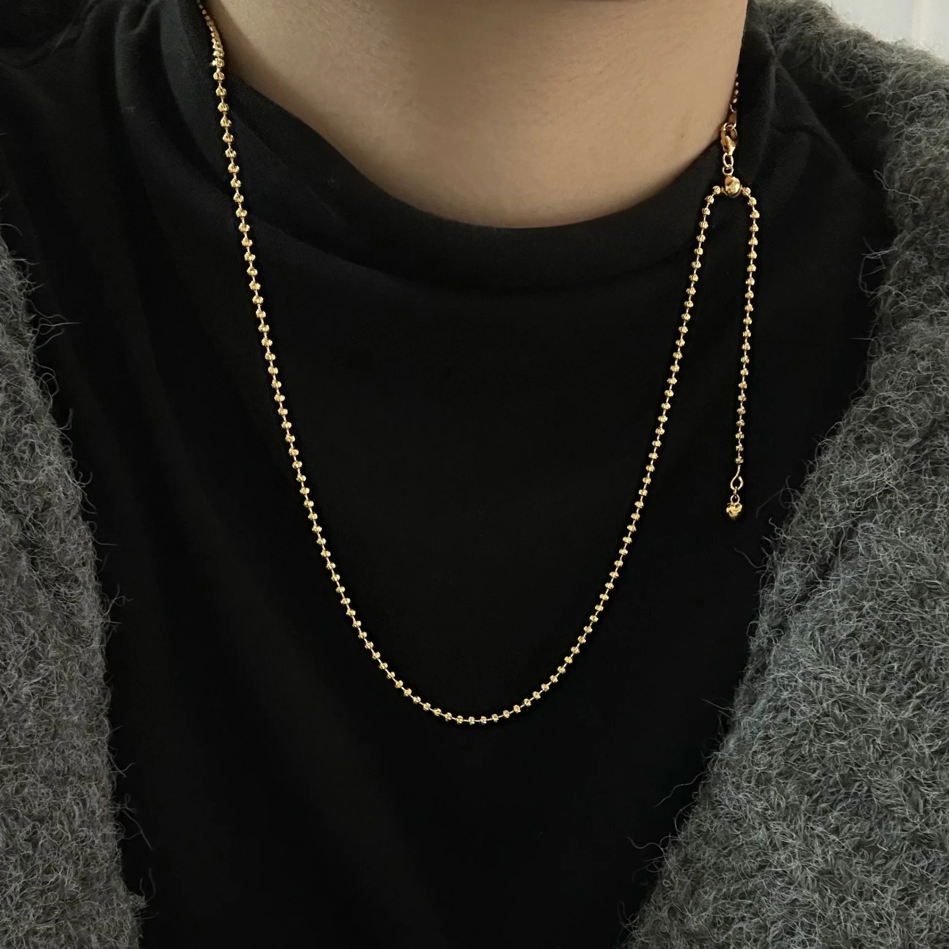 

S925 Sterling Silver Luxury Moon Design Korean Long Necklace Adjustable Stacked Love Pendant Sweater Chain