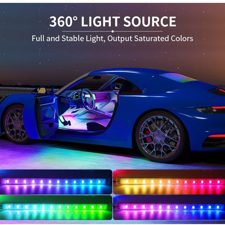 

APP Controlled RGB Car Ambient Light, USB Music Sync LED Strip with Dynamic Color Changing