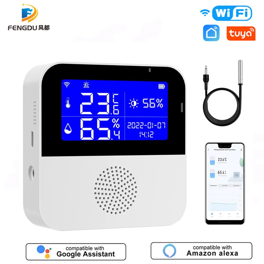 

Tuya Wifi Temperature Humidity Sensor Display Screen Alarm Hygrometer Thermometer Detector Support Alexa Google Home