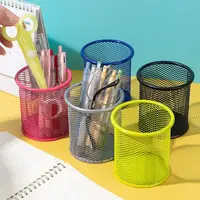 Multifunction Round/Square Mesh Pen Pot Multicolor Pen Holder Desk Tidy Stationery Organiser Pencil Storage Stationery Organiser 2