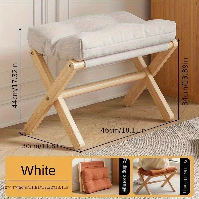 قطعة واحدة من مسند القدمين للأريكة القابل للطي على شكل X - مقعد منخفض من الخشب الصلب مع مساند للذراعين مفصلية، تصميم مستطيل لغرفة المعيشة