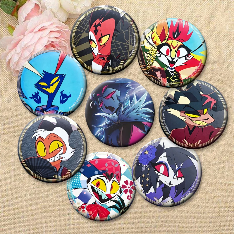 58mm Exquisite Round Badge Anime Helluva Boss Same Series Adam Button Pins Funny Cartoon Character Brooches for Bag Decor Gifts