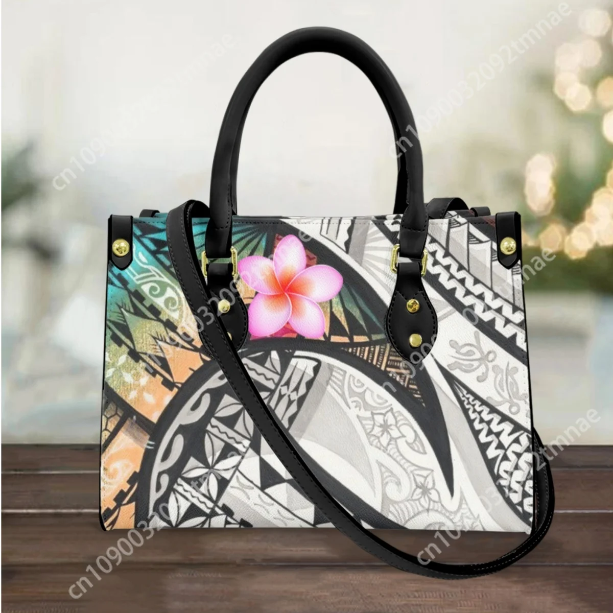 

Polynesian Tribal Plumeria Design Cross Body Bags for Women Small Leather Female Handbags Custom Top-handle Totes Bolsa Femme