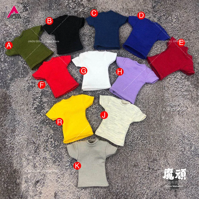 1/12 Scale Short Sleeve T-shirt Tops Clothes Model for 6