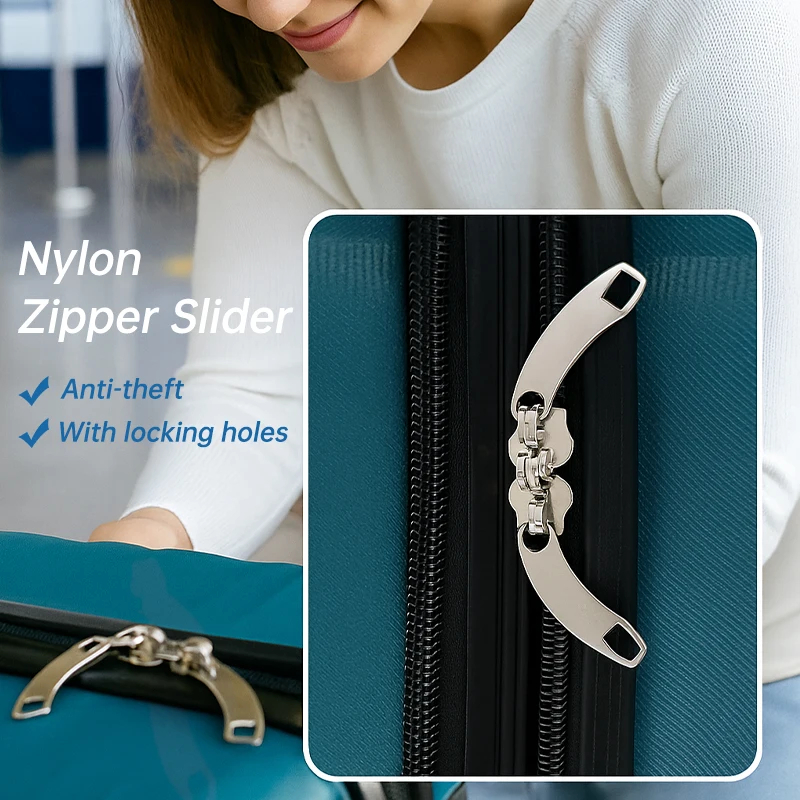 

5# 8# 10# Luggage Closure Zipper Slider Suitcase Anti Theft Nylon Zips Cursor with Lock Hole 2/4/10Pairs Sewing Zippers Repair