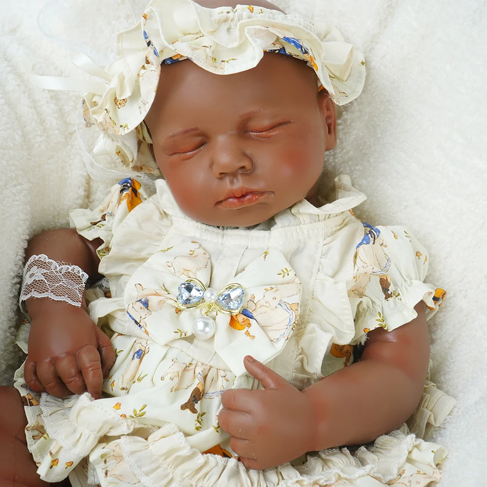 18.9인치 전신 실리콘 리본 베이비 6.8파운드 여자아이 무게감 있는 3D 피부 가시적인 정맥 신생아 인형 어린이 장난감 스트레스 해소용