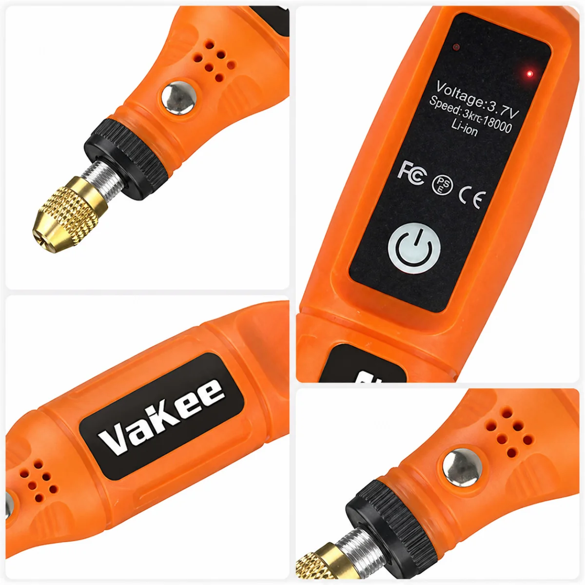 Vakee Mini-Rotationswerkzeug 16000 U/min Tragbarer Wiederaufladbarer Elektrischer Schleifstift 15CM Kabelloser Gravur- und Polierbohrer für Holz und Metall – Detail 2