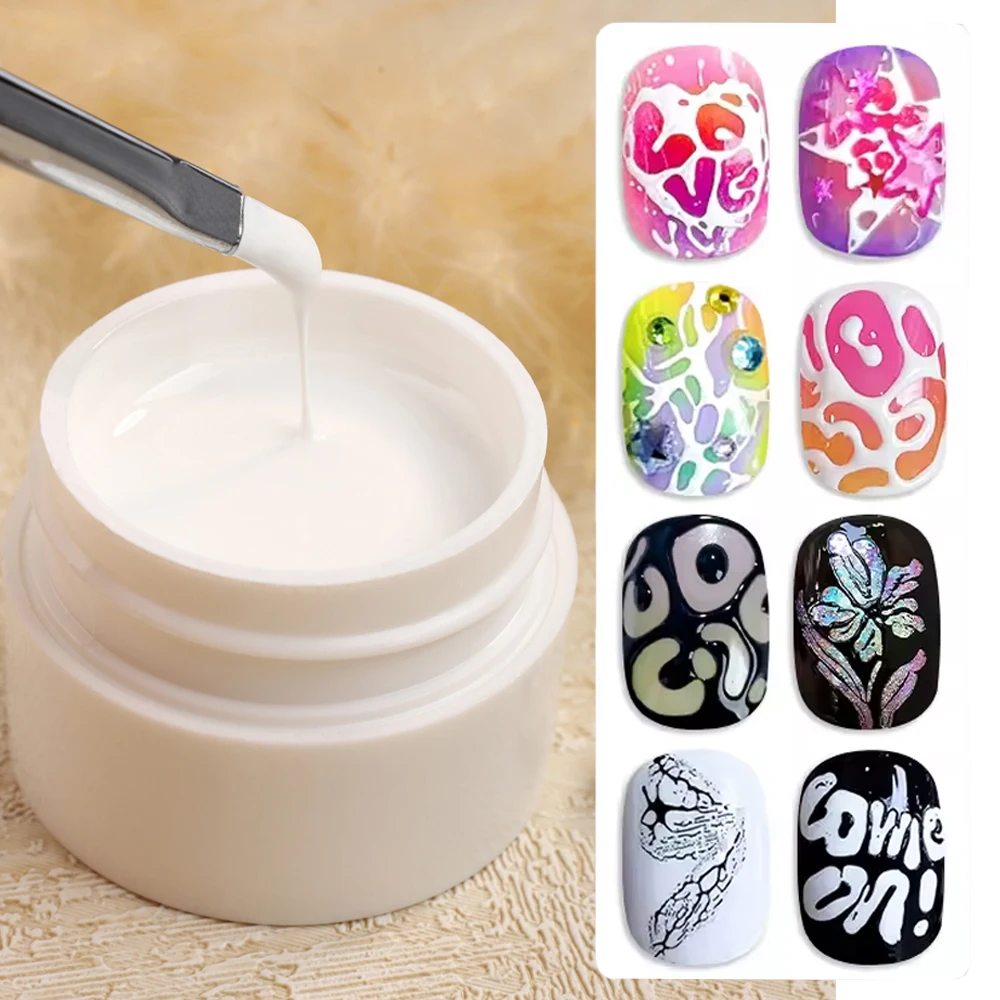 

5ml Creative Letter Poke Gel Nail Polish Black White Lace Hole Wave Texture Nail Painting Art Gel Polish UV LED Soak Off Varnish