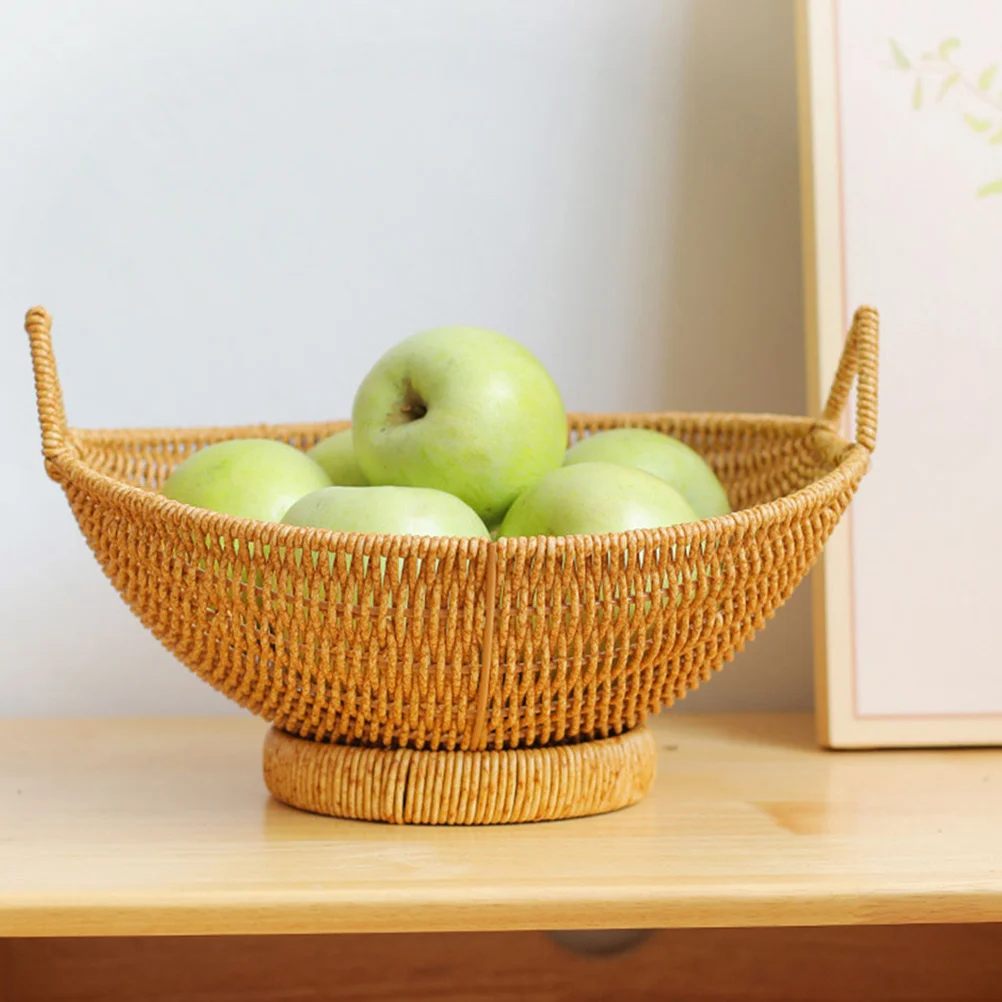 

Плетеная корзина ручной работы, корзина для хлеба из искусственного ротанга, органайзер для хранения в деревенском стиле для дома, кухни, закусок, настольная коробка для хлеба