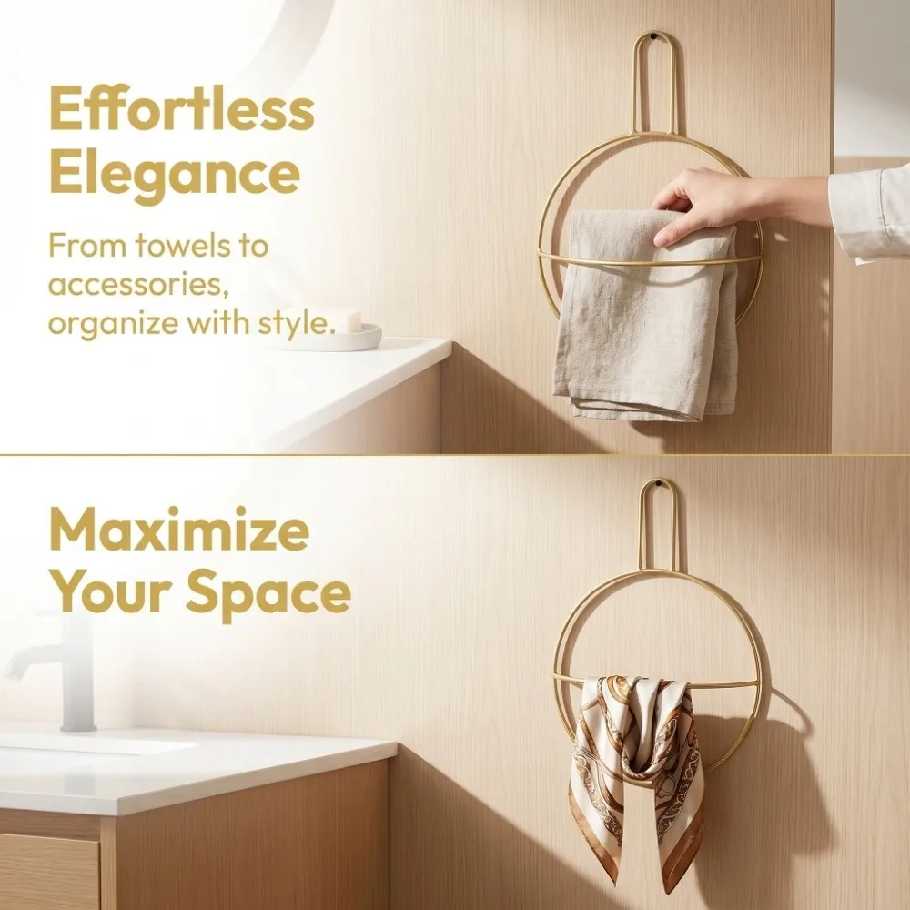 Practical Iron Towel Rack Space Saving Design Wall Mounted Towel Holder Durable Stylish Towel Ring Home Towel Storage