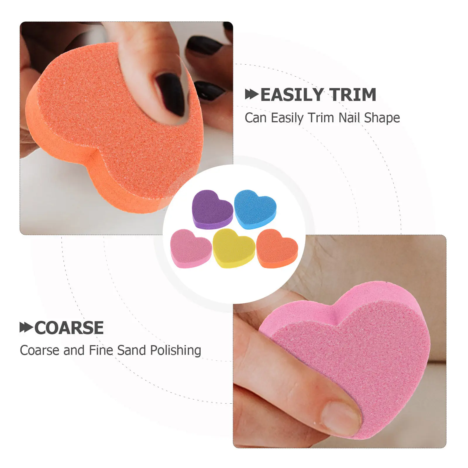 

50 шт. губчатых пилок-сердечек для маникюра, инструменты для натуральных и акриловых ногтей, блоки для придания формы и полировки ногтей, для самостоятельного маникюра женщинами