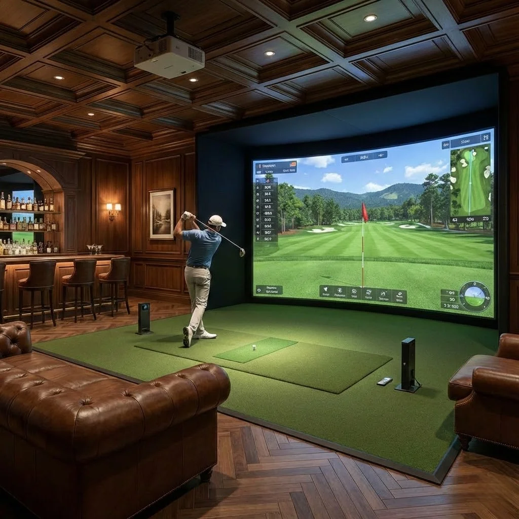 Indoor High Precision AR VR Golf Simulator Enclosure System with Touchscreen and Monitor for Golf Training Aids