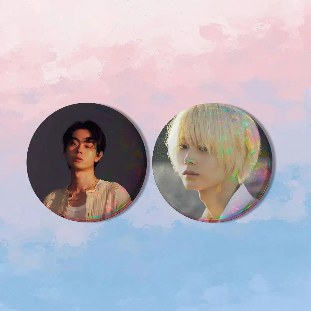 M-Masaki Suda 2 piece set Badges On Backpack Jacket Cartoon Round Brooches Acrylic Button Pins Collection Gifts